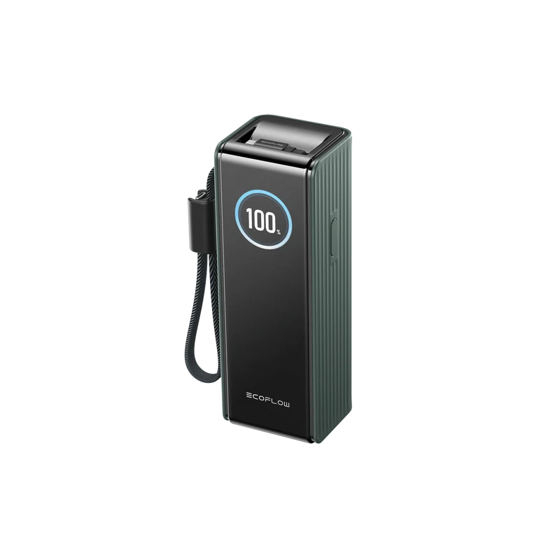 EcoFlow RAPID 25000mAh Power Bank in Verde, cavi retrattili